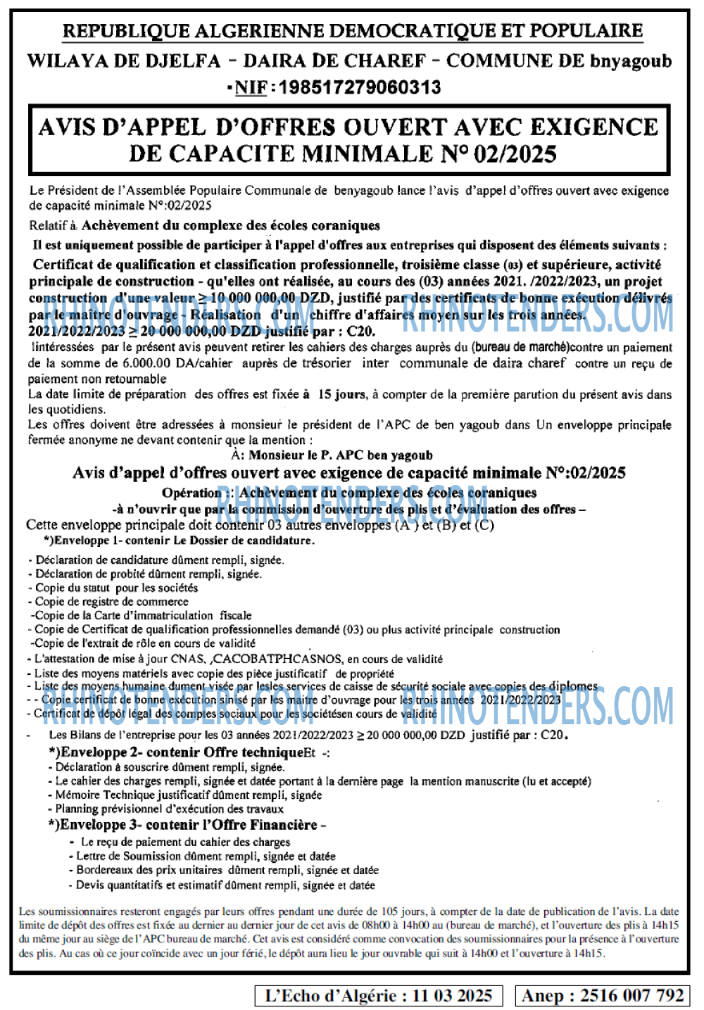 L'ECHO D'ALGERIE