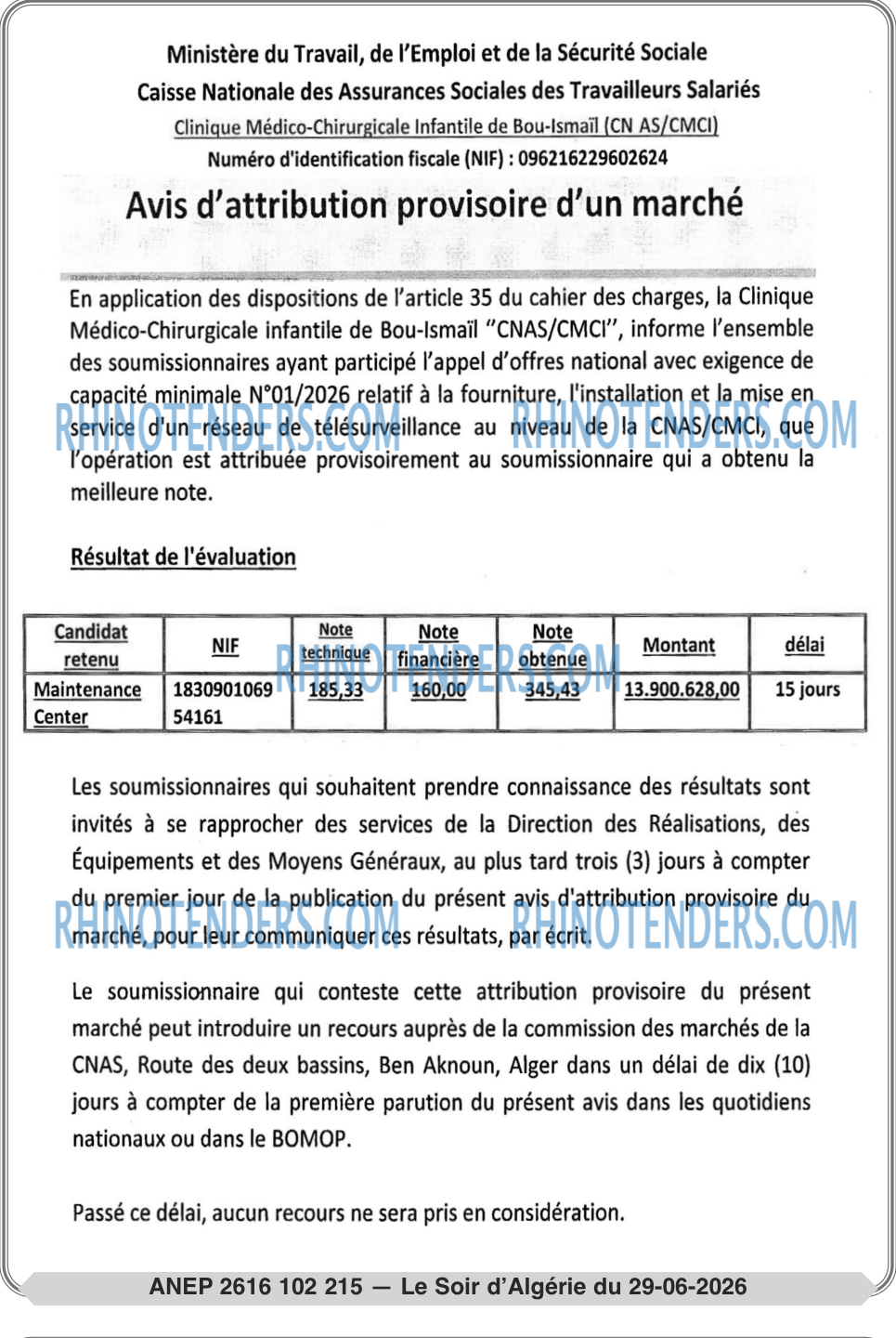 LE SOIR D'ALGERIE