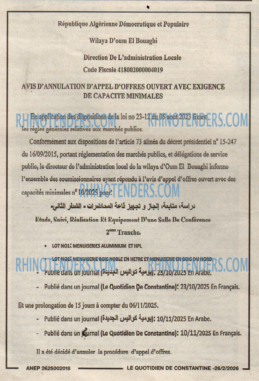 LE QUOTIDIEN DE CONSTANTINE