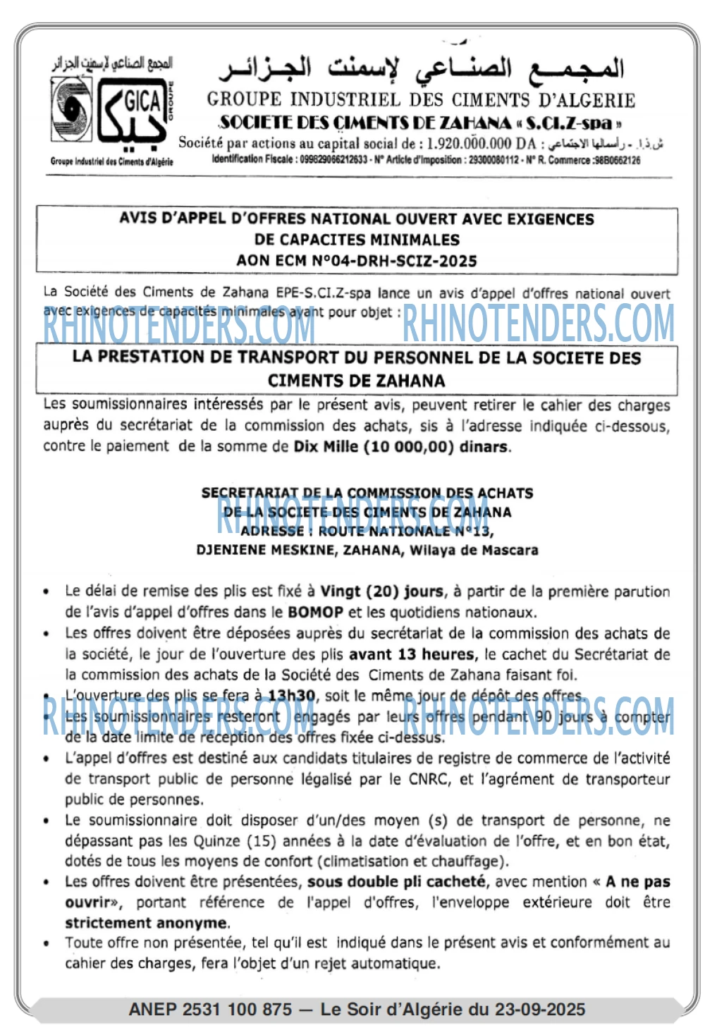 LE SOIR D'ALGERIE