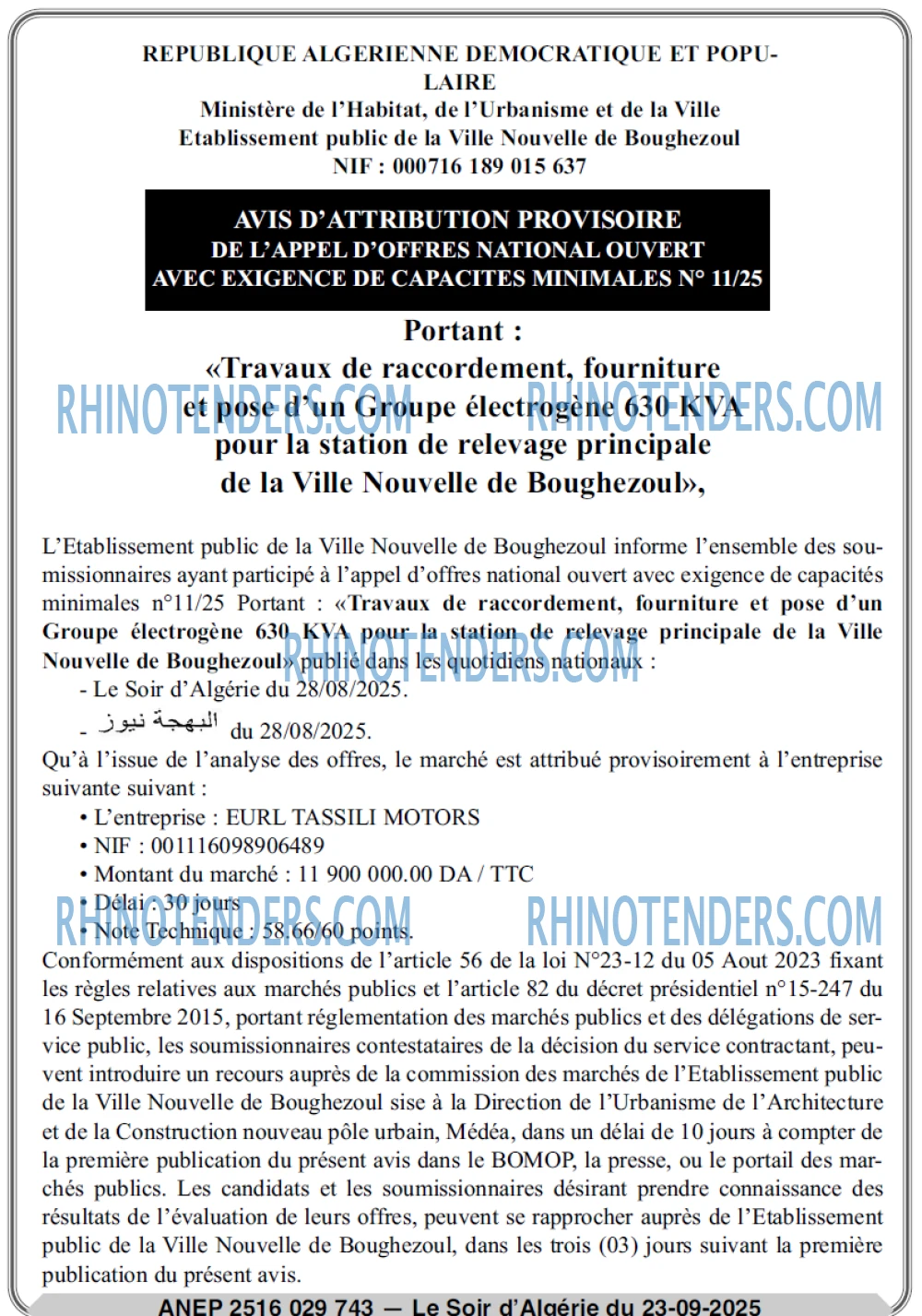 LE SOIR D'ALGERIE