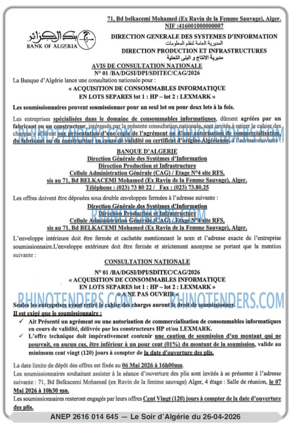 LE SOIR D'ALGERIE