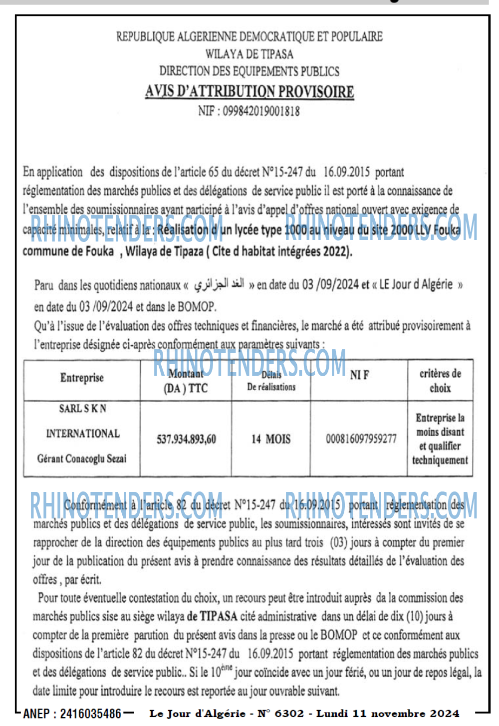 LE SOIR D'ALGERIE