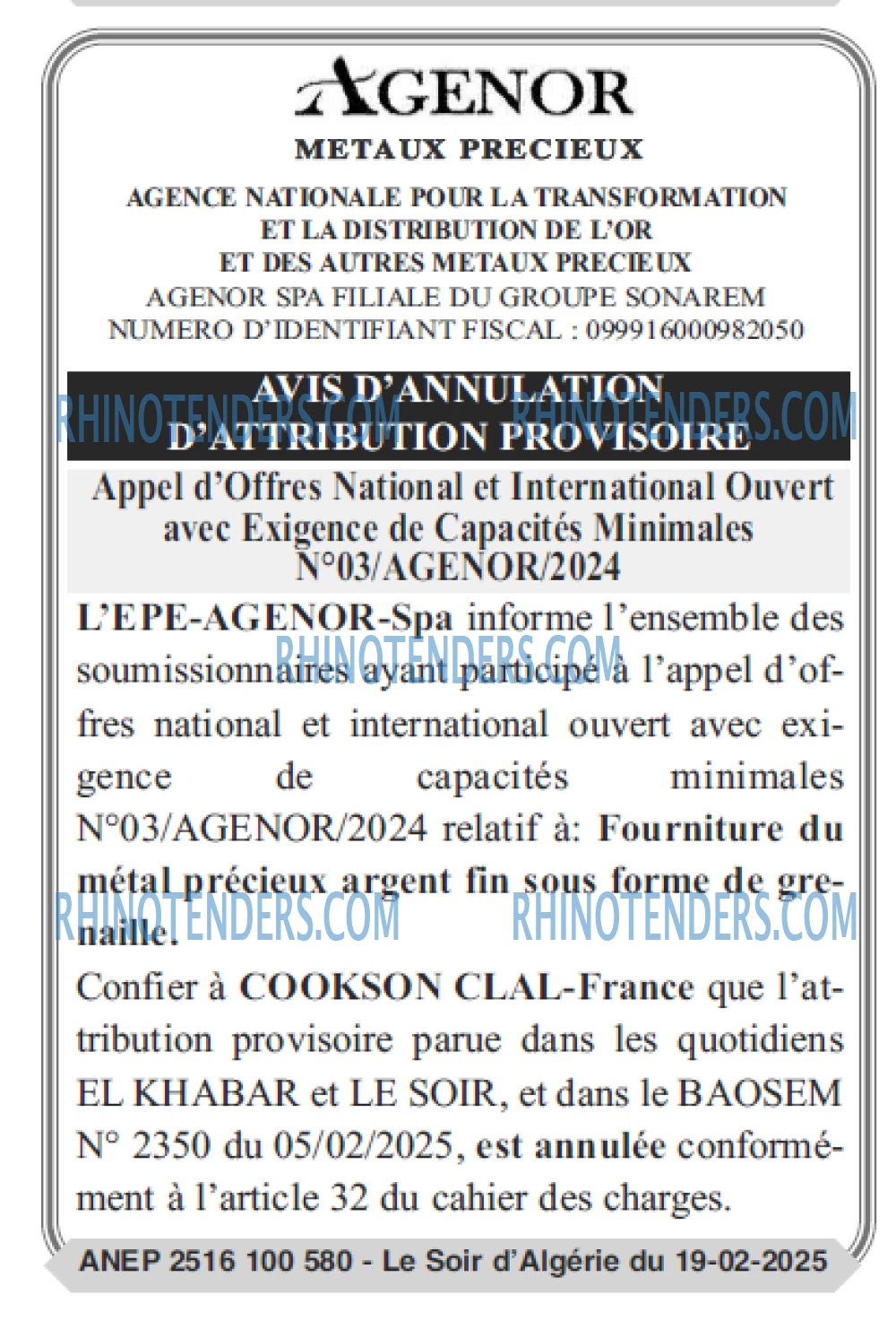 LE SOIR D'ALGERIE