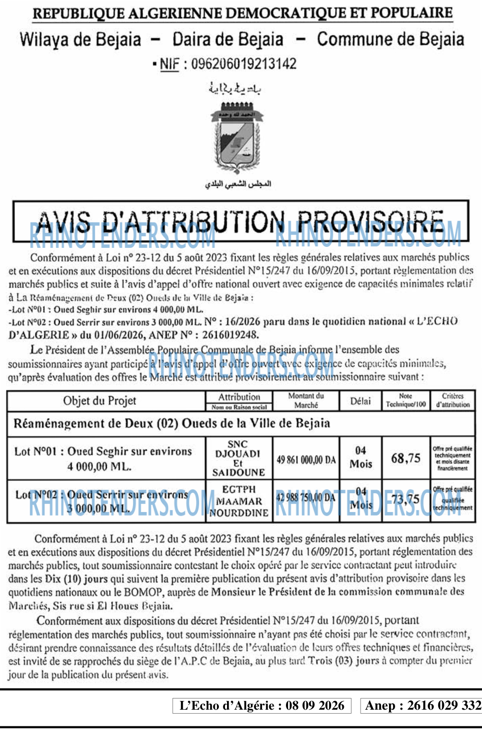 L'ECHO D'ALGERIE
