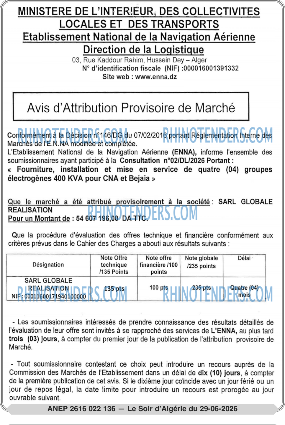 LE SOIR D'ALGERIE