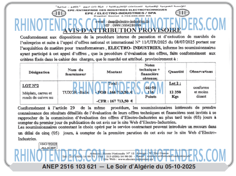 LE SOIR D'ALGERIE