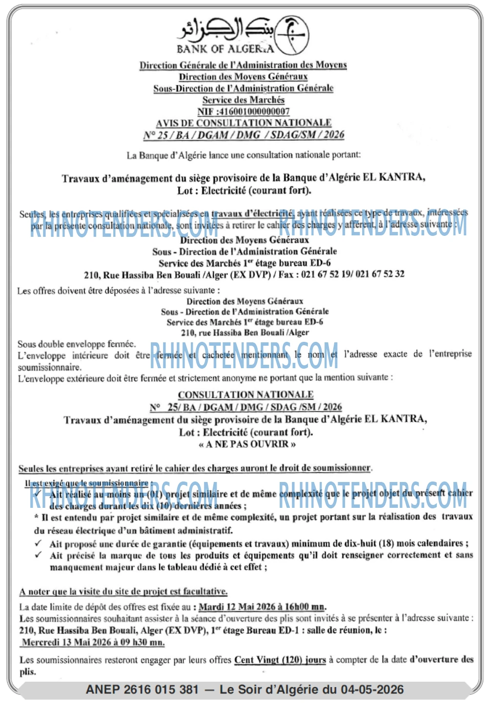 LE SOIR D'ALGERIE