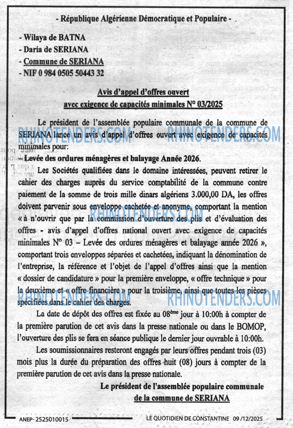 LE QUOTIDIEN DE CONSTANTINE