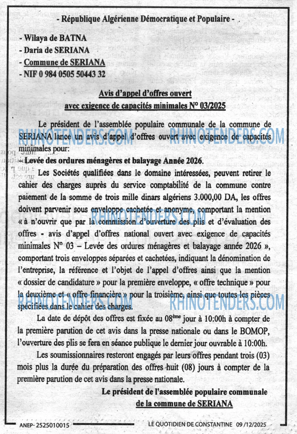 LE QUOTIDIEN DE CONSTANTINE