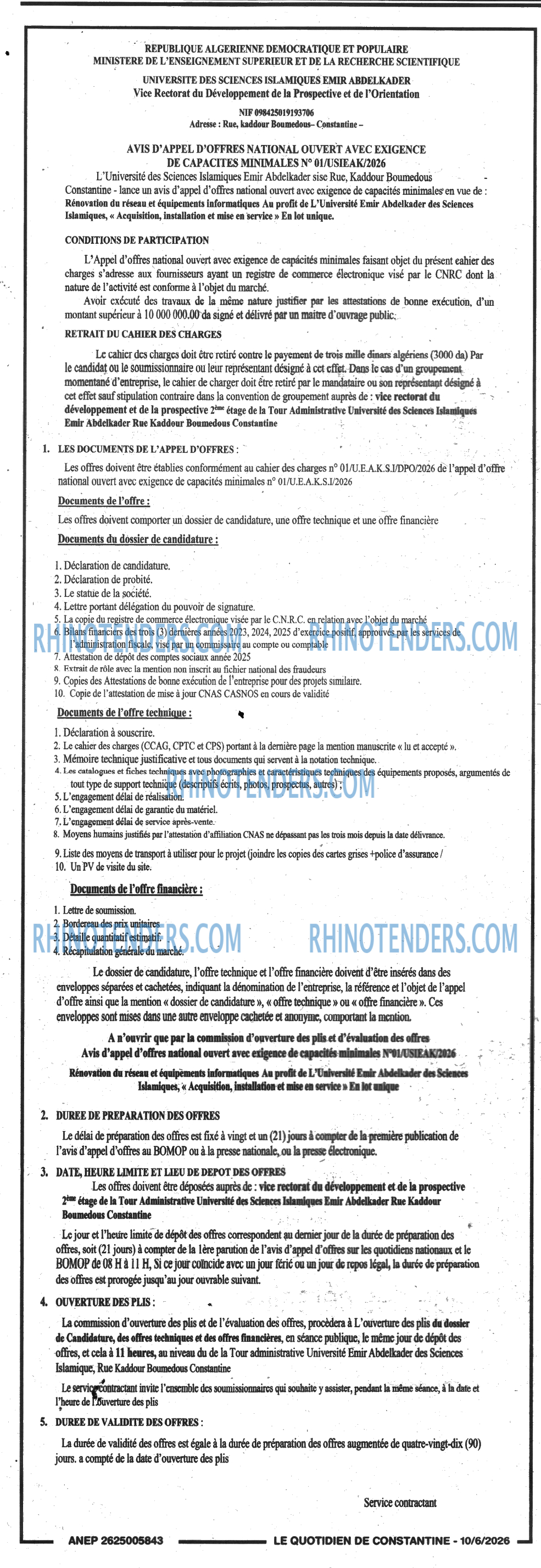 LE QUOTIDIEN DE CONSTANTINE