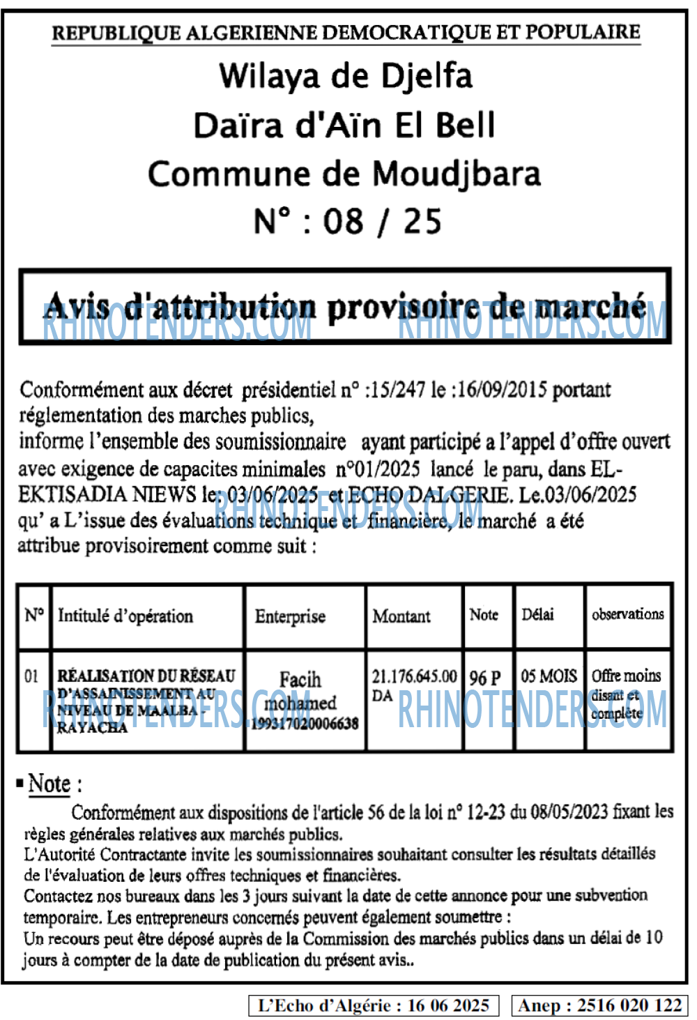 L'ECHO D'ALGERIE