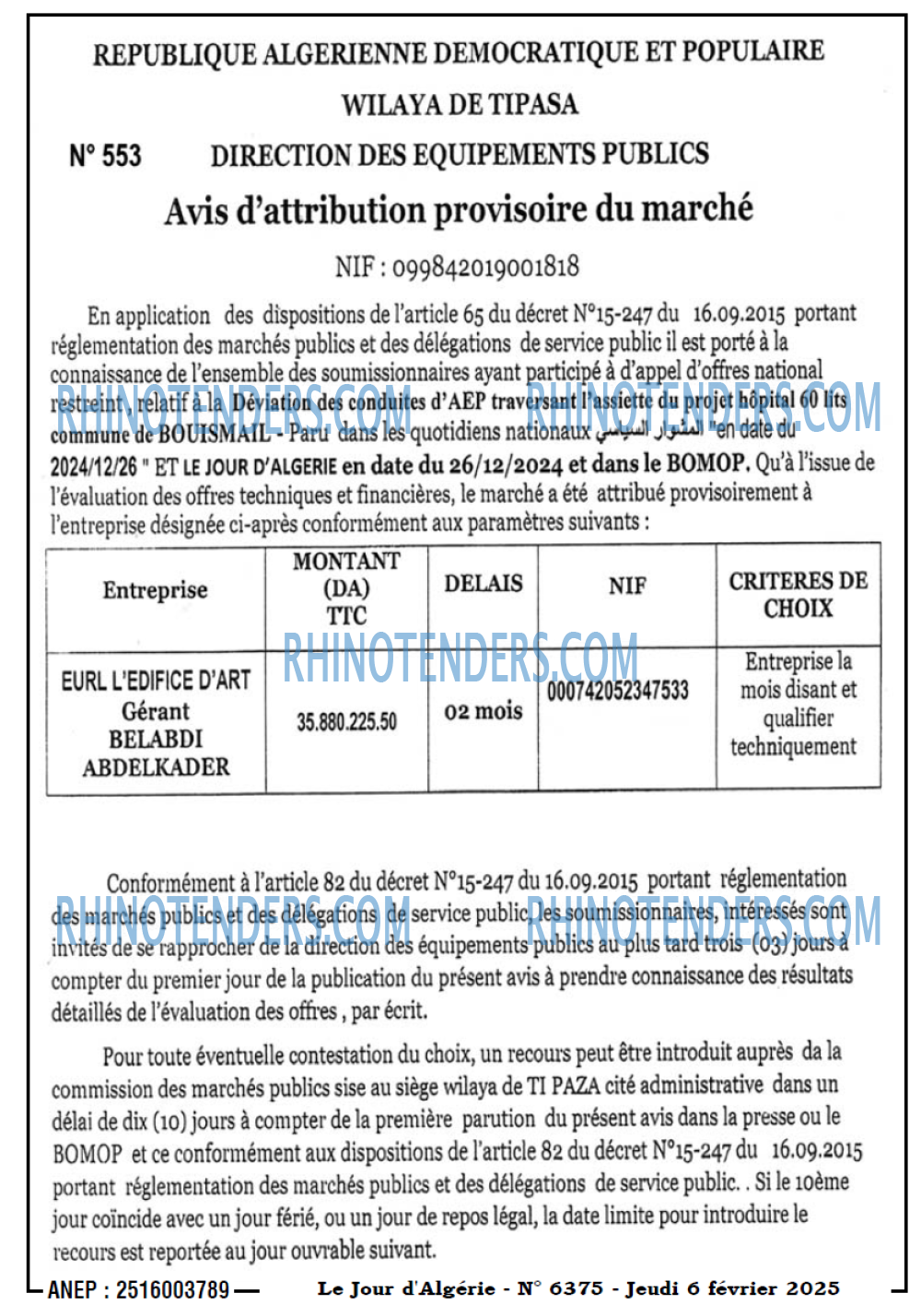 LE SOIR D'ALGERIE