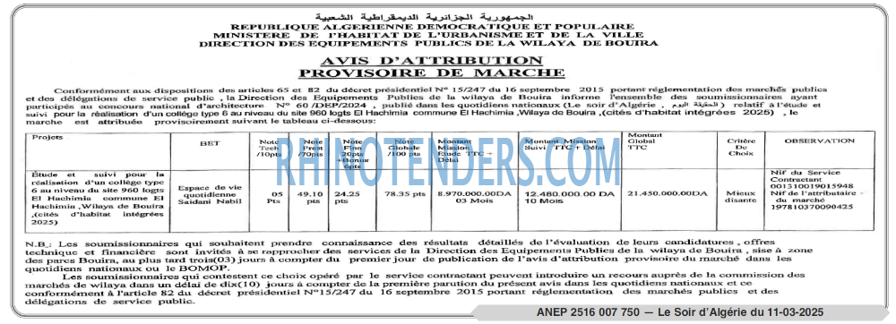 LE SOIR D'ALGERIE