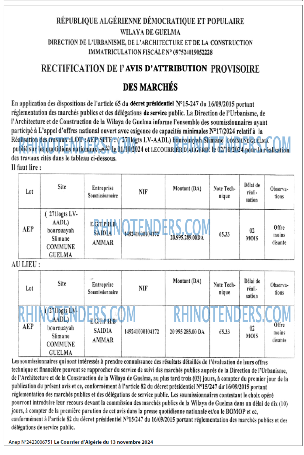 Le Courrier d'Algerie
