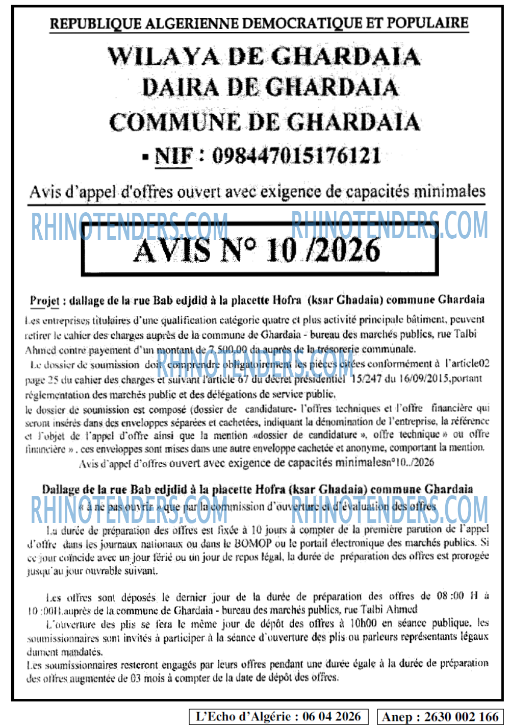 L'ECHO D'ALGERIE