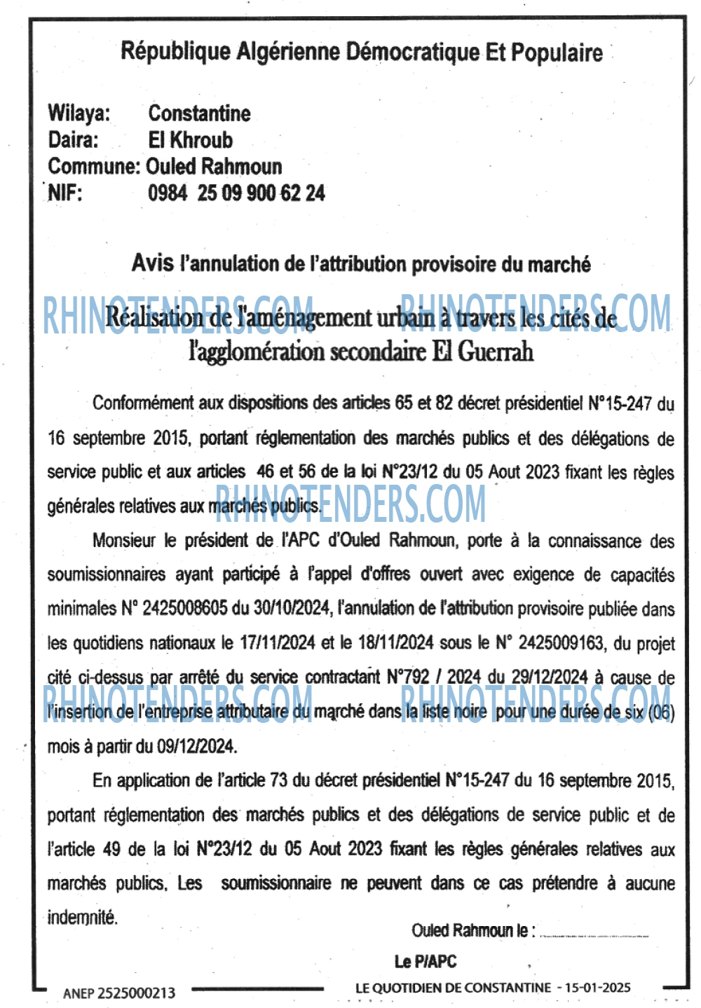 LE QUOTIDIEN D'ALGER