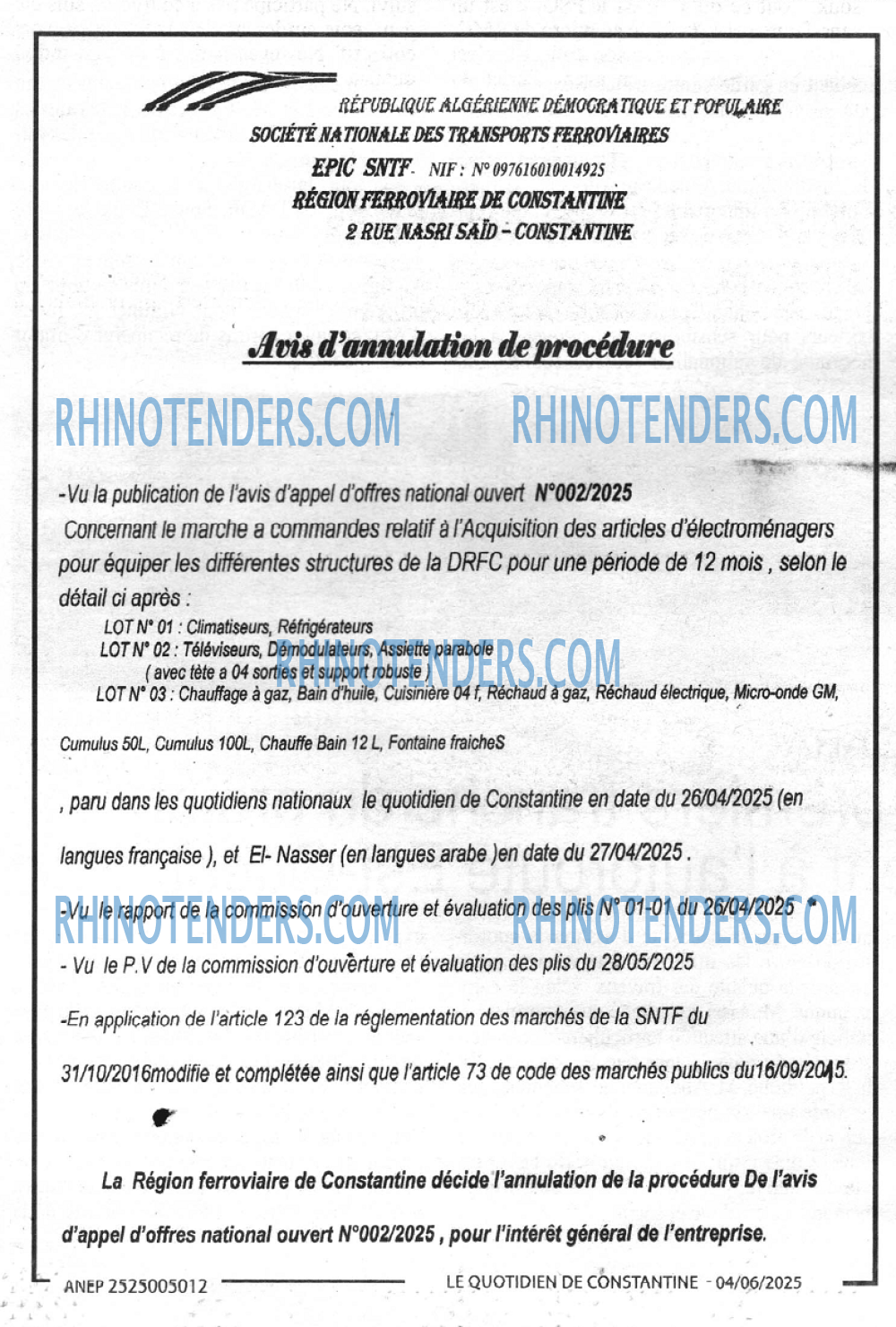 LE QUOTIDIEN DE CONSTANTINE
