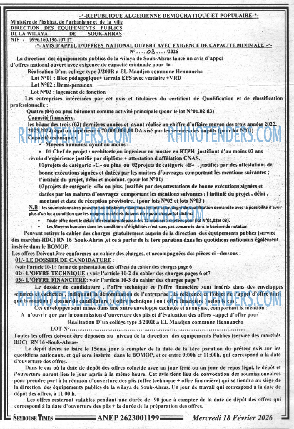 SEYBOUSSE TIMES