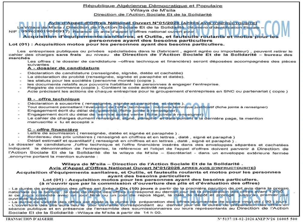 TRANSACTION D'ALGERIE
