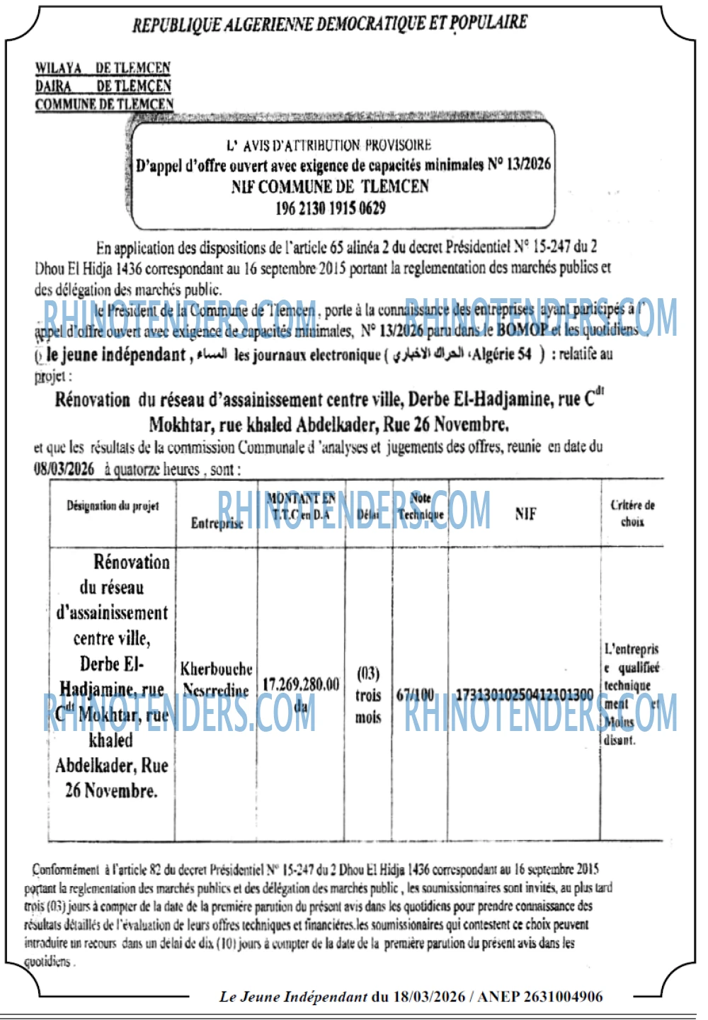 Le jeune indépendant