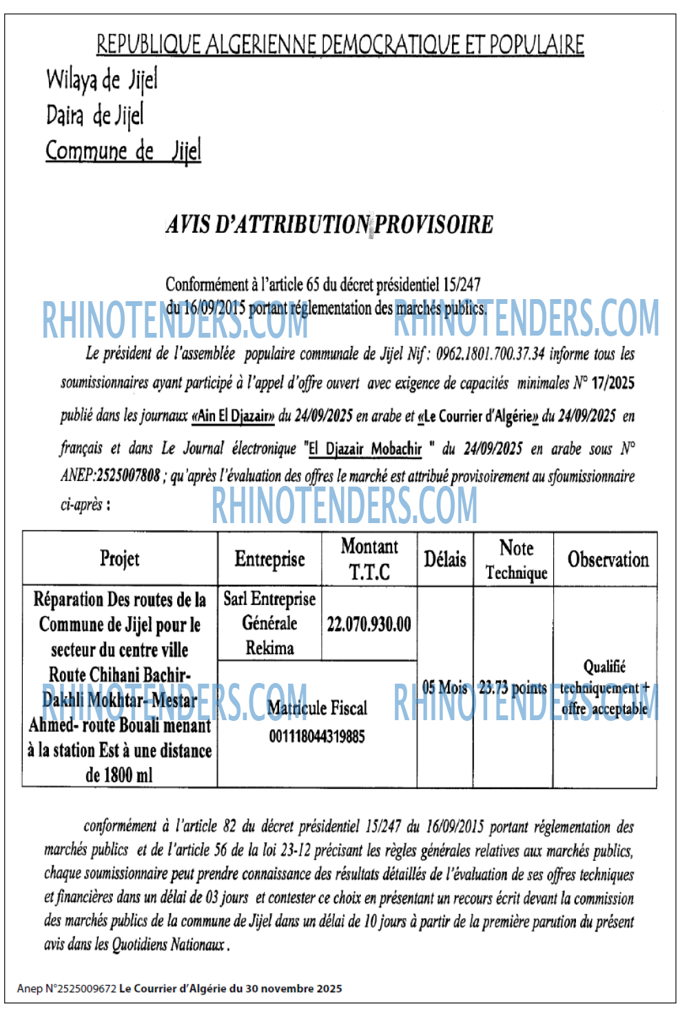 Le Courrier d'Algerie