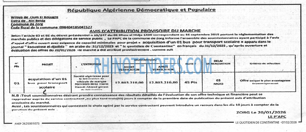 LE QUOTIDIEN DE CONSTANTINE