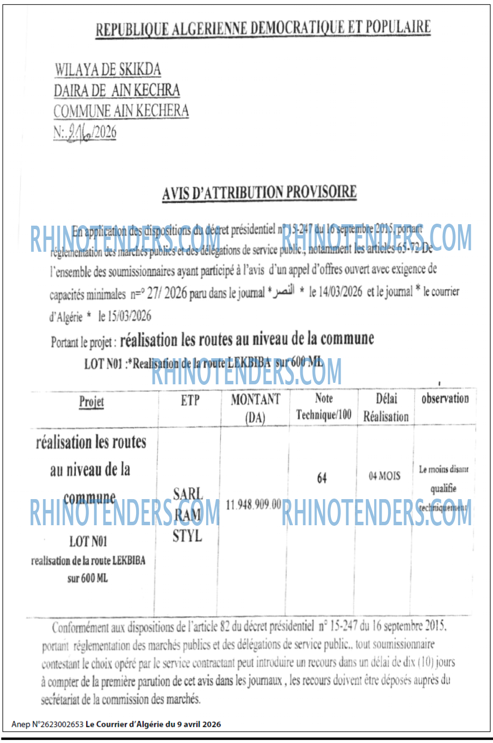 Le Courrier d'Algerie