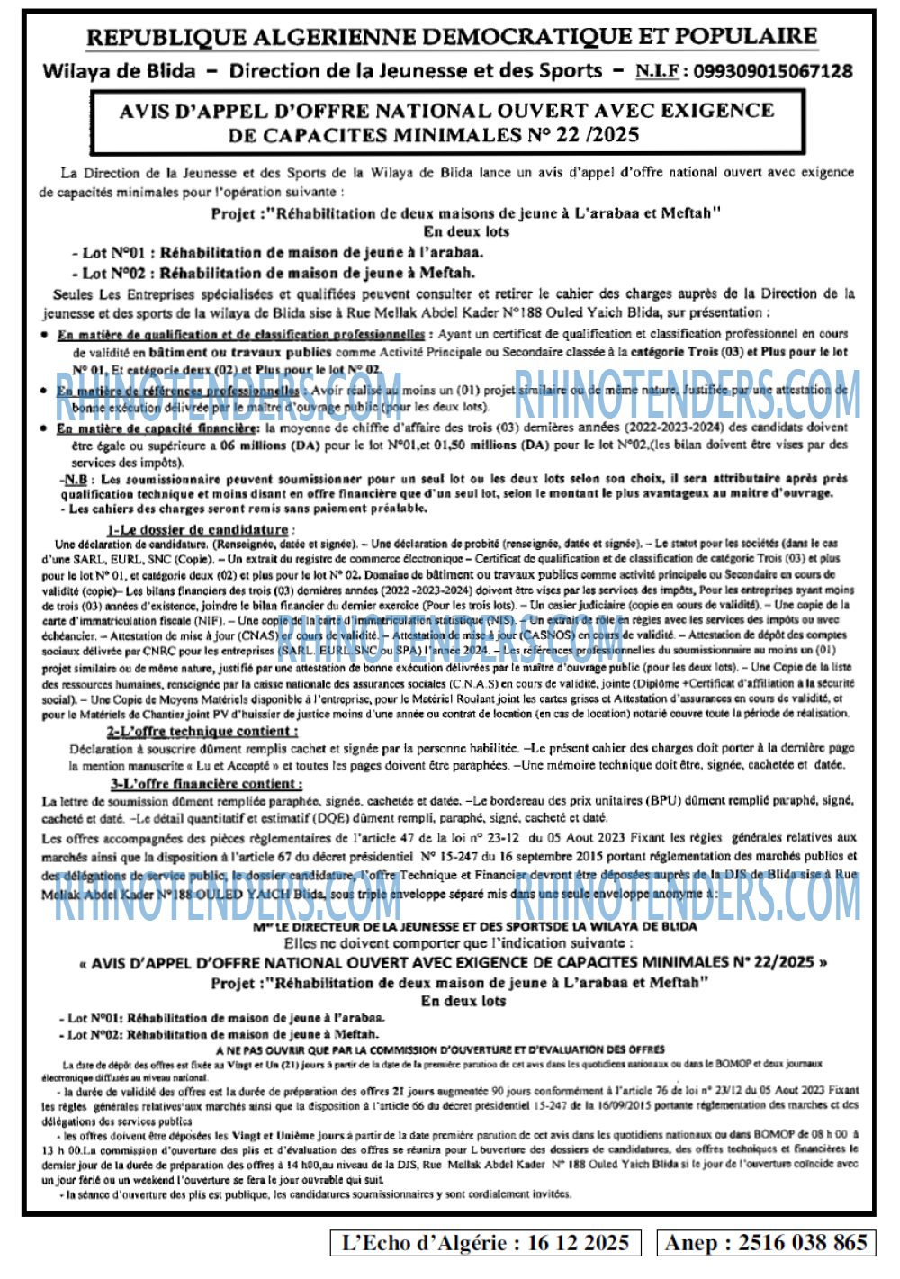 L'ECHO D'ALGERIE