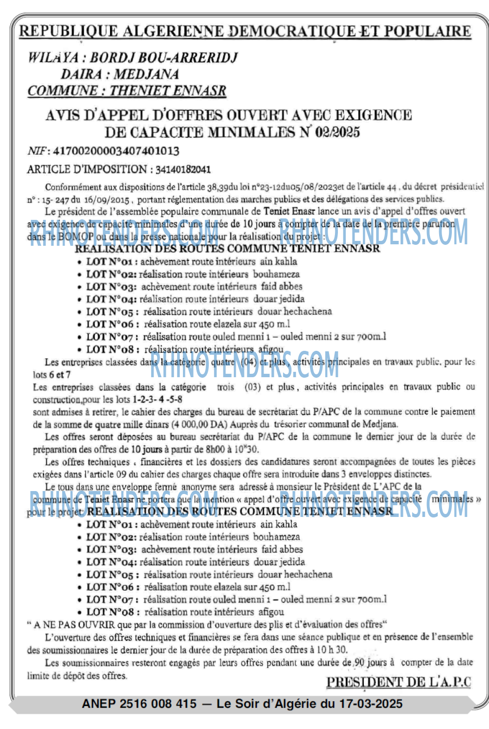 LE SOIR D'ALGERIE