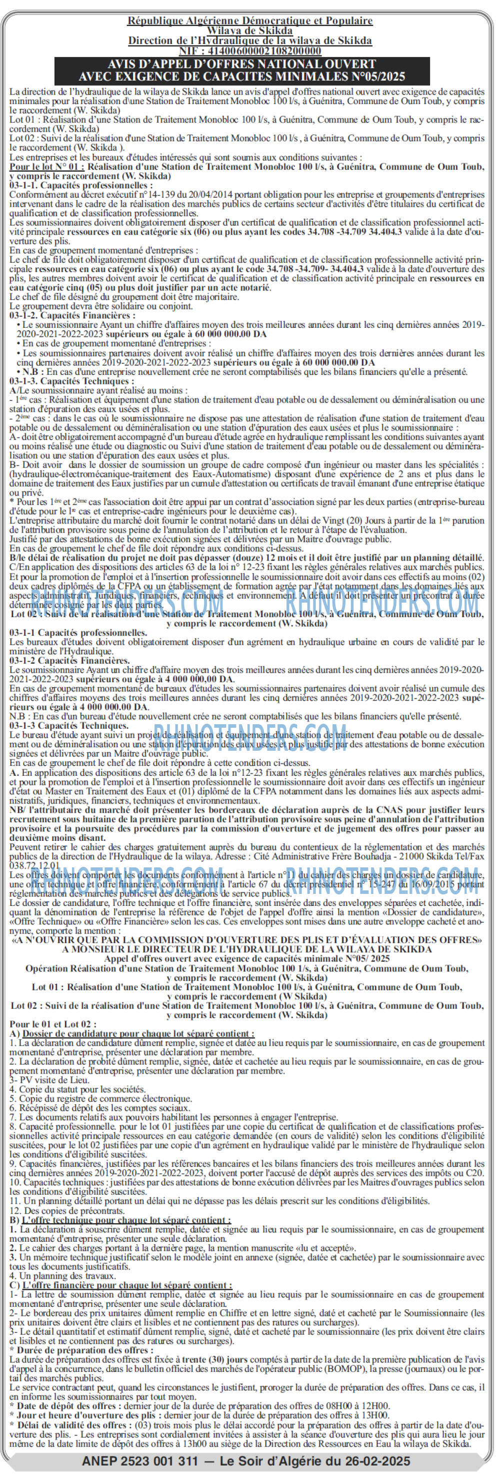 LE SOIR D'ALGERIE