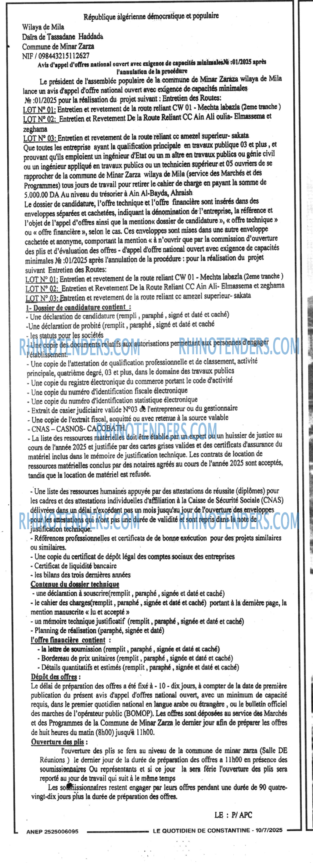 LE QUOTIDIEN DE CONSTANTINE
