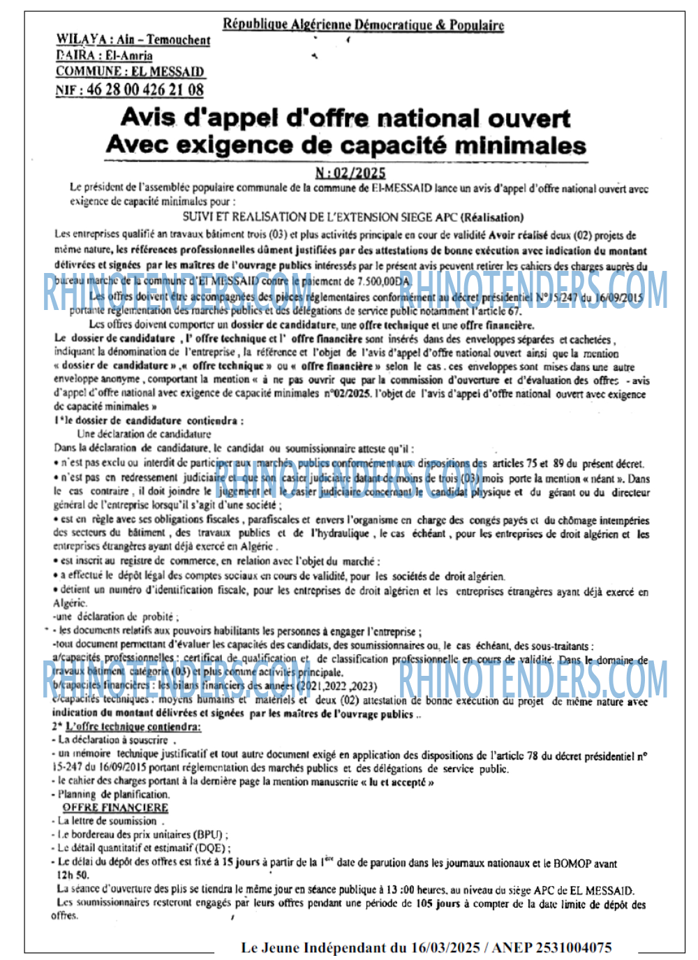 Le jeune indépendant