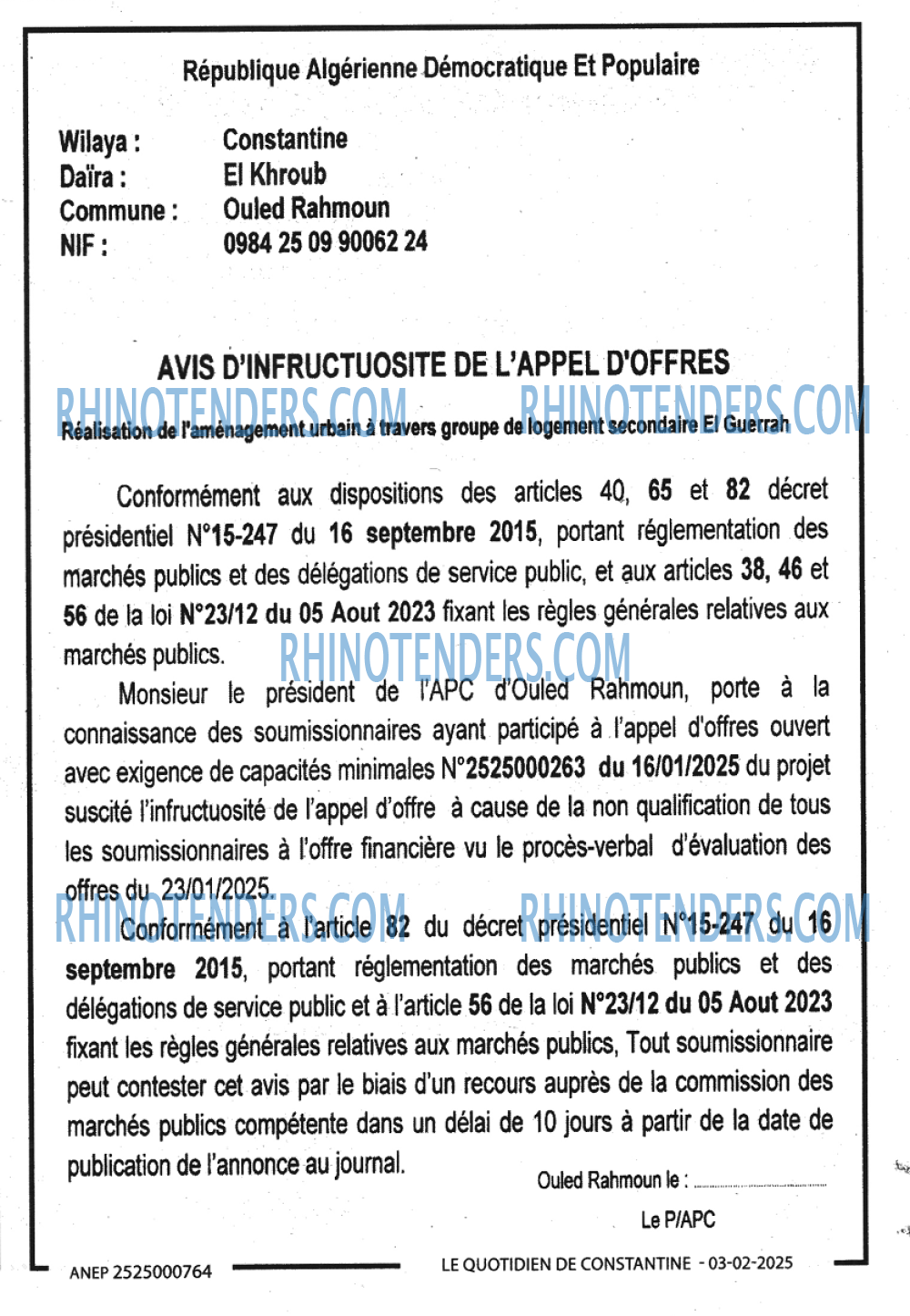 LE QUOTIDIEN D'ALGER