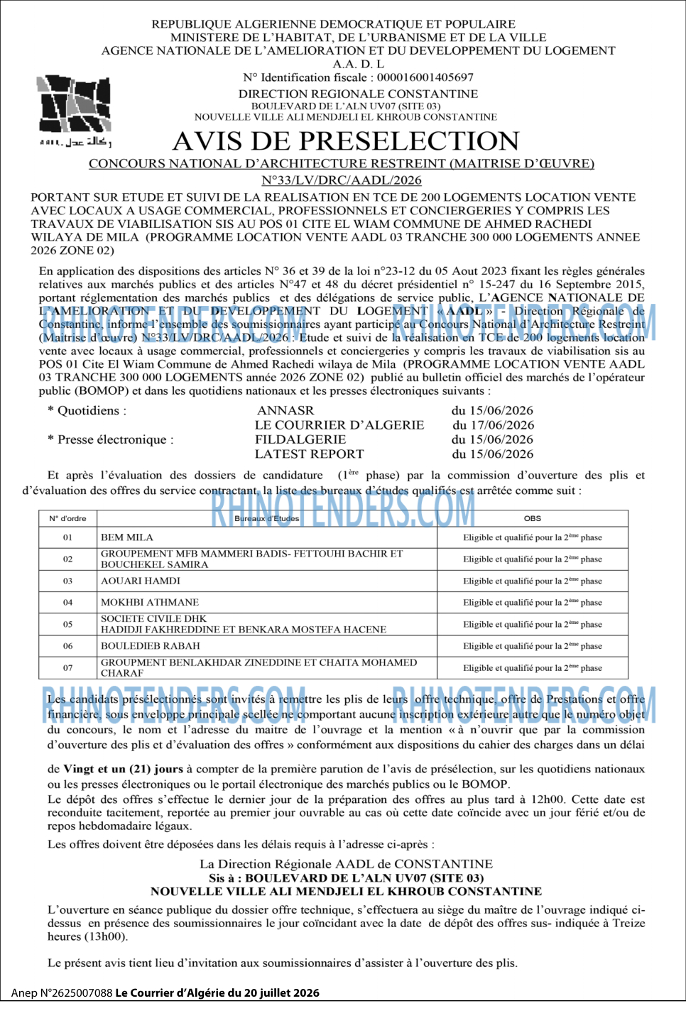 Le Courrier d'Algerie