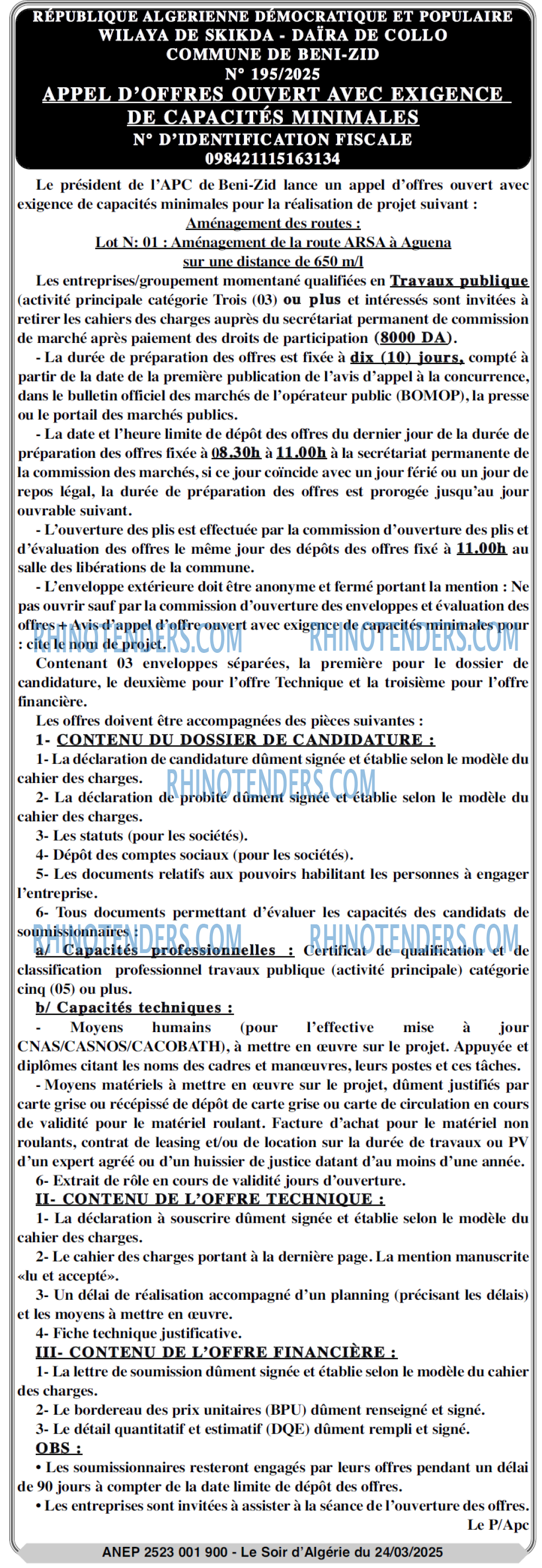 LE SOIR D'ALGERIE