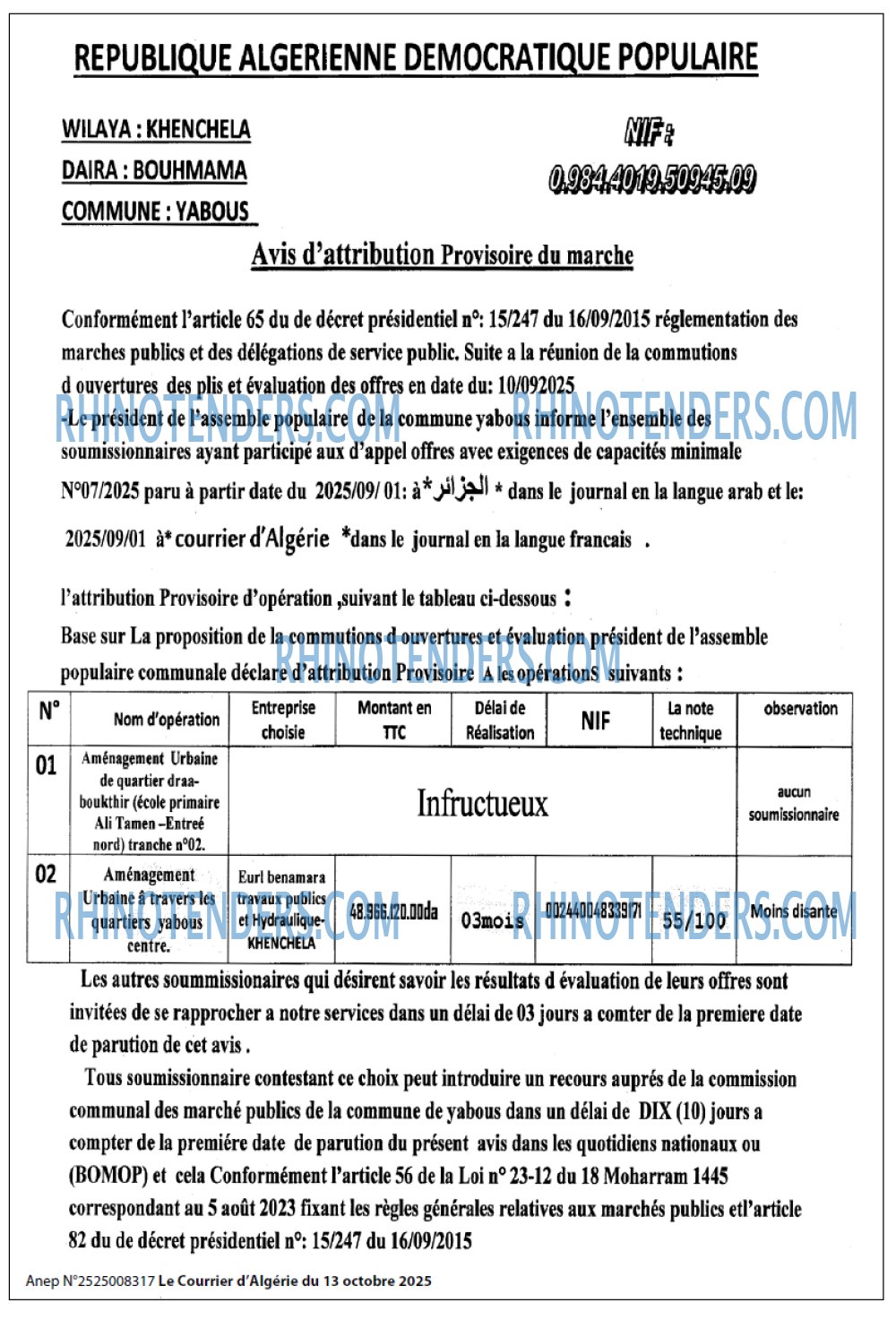 Le Courrier d'Algerie