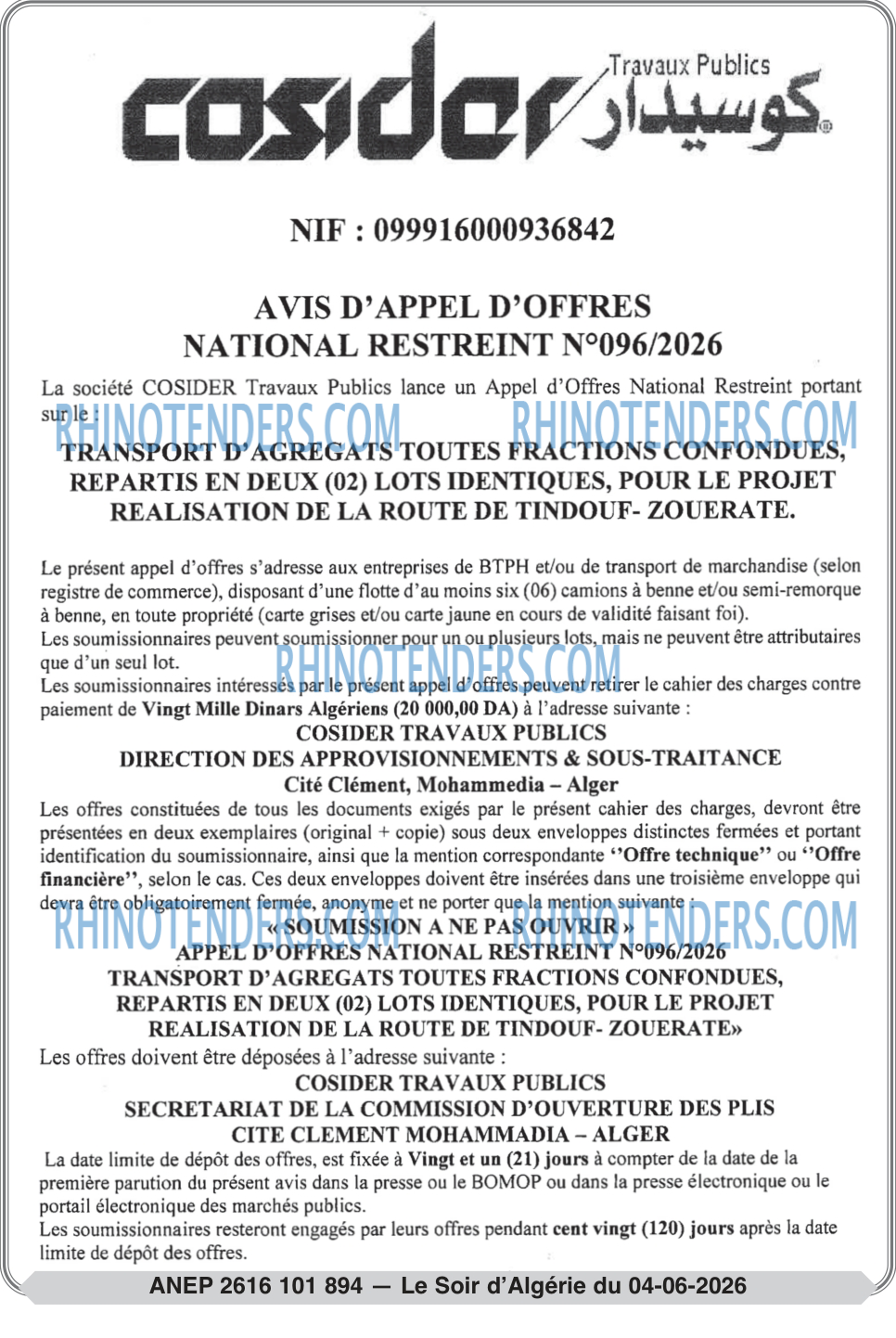LE SOIR D'ALGERIE