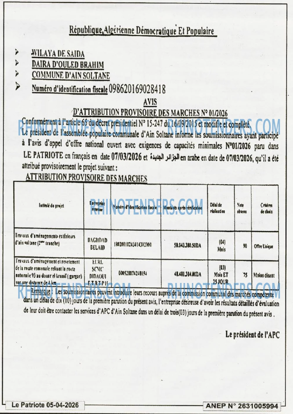LE PATRIOTE