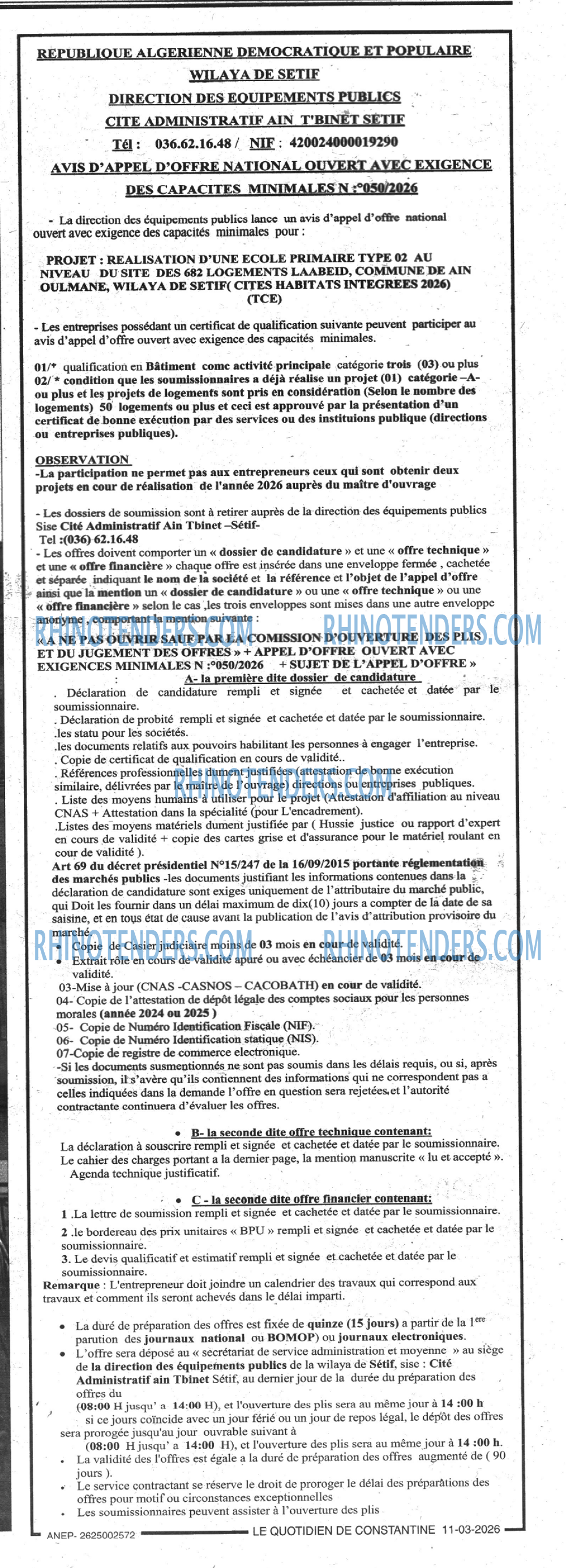 LE QUOTIDIEN DE CONSTANTINE
