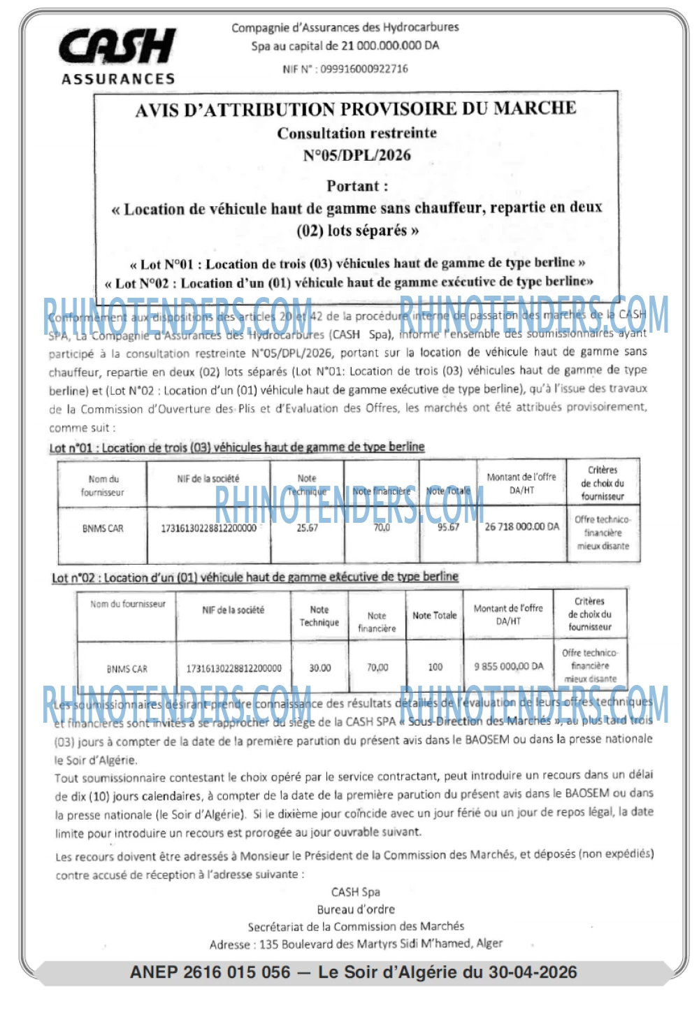 LE SOIR D'ALGERIE