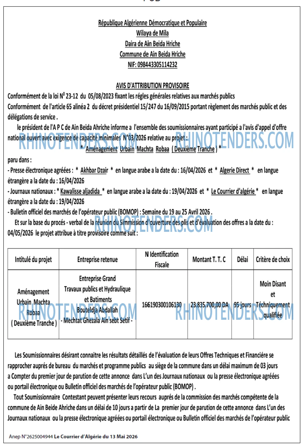 Le Courrier d'Algerie