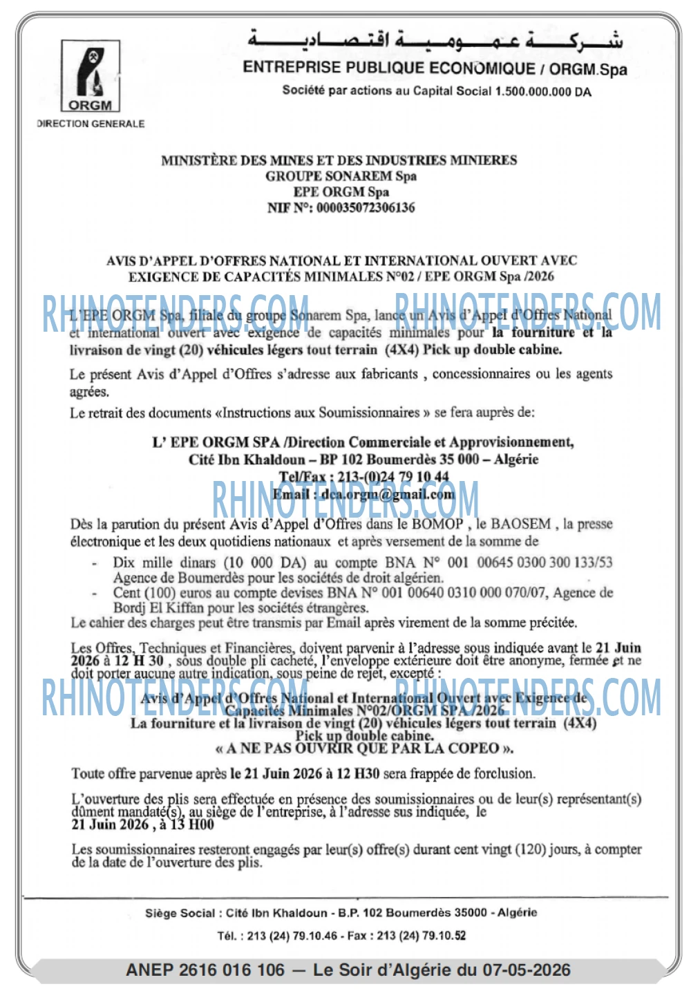 LE SOIR D'ALGERIE