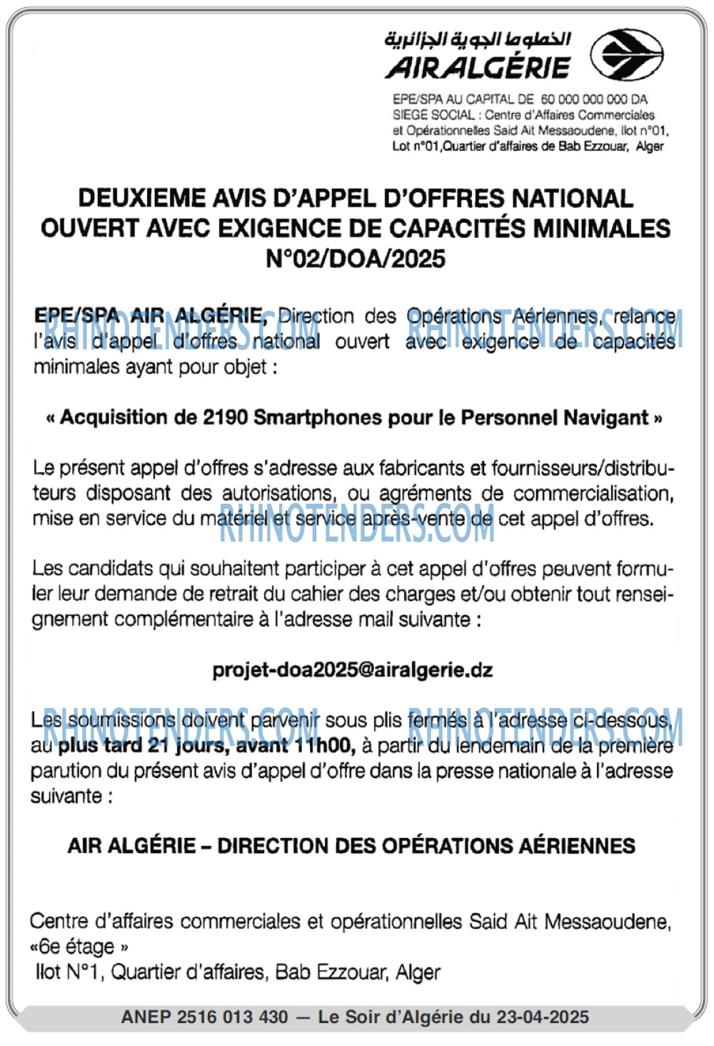 LE SOIR D'ALGERIE