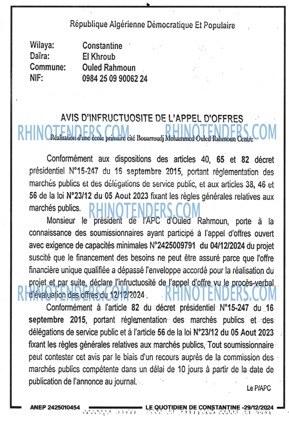 LE QUOTIDIEN DE CONSTANTINE