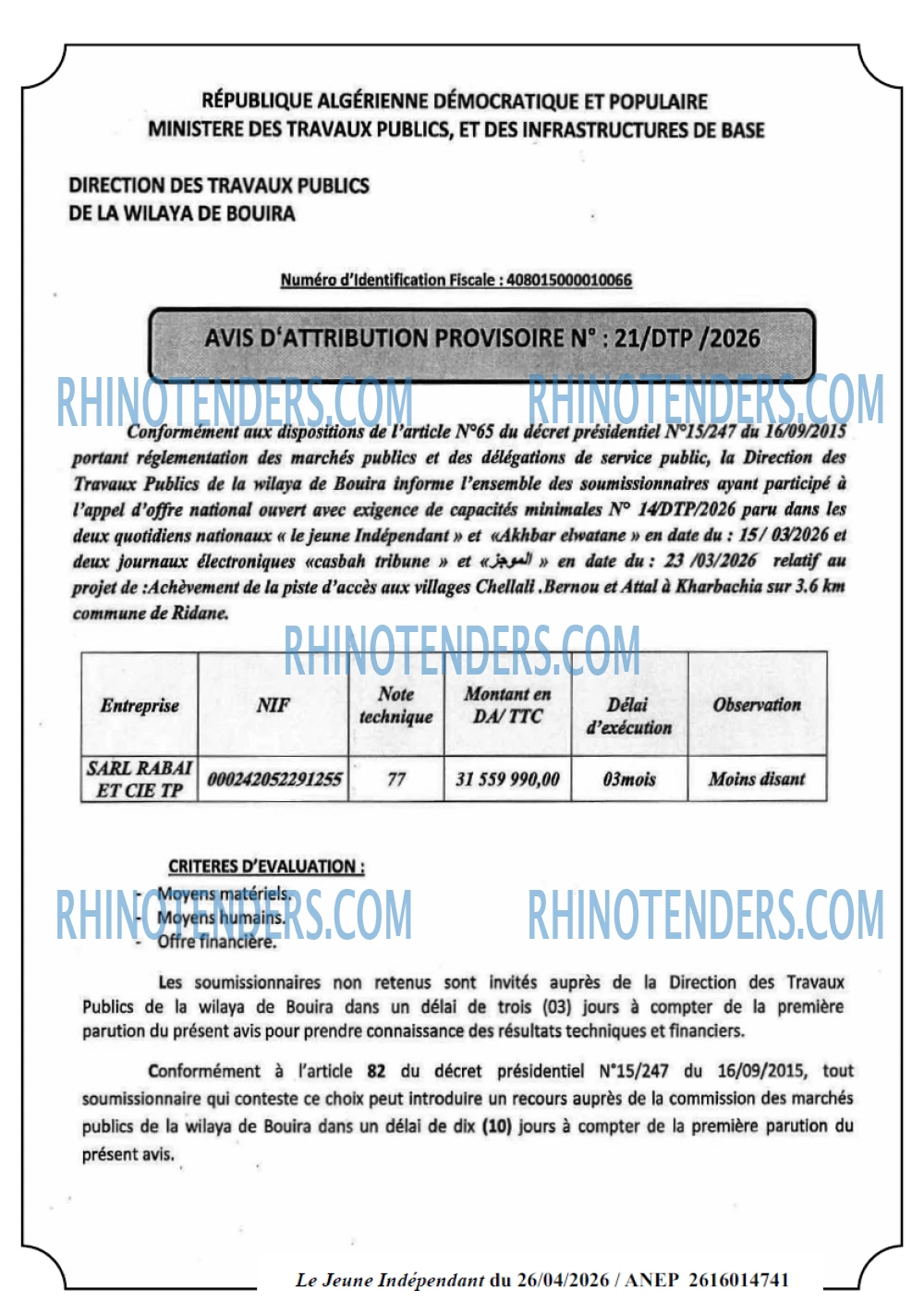 Jeune Independant