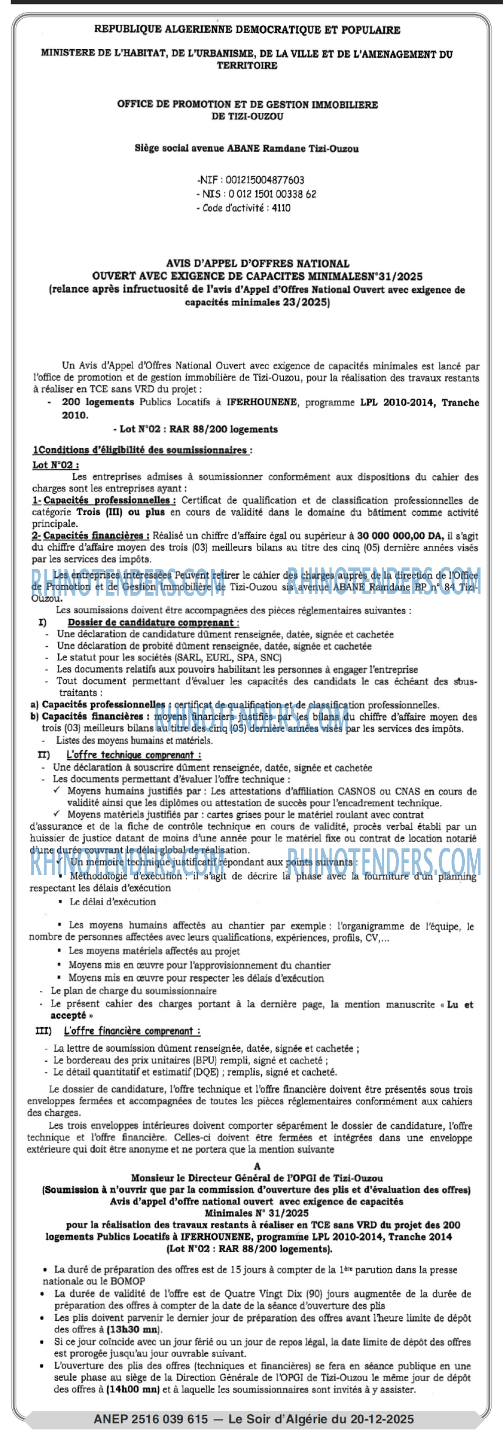 LE SOIR D'ALGERIE