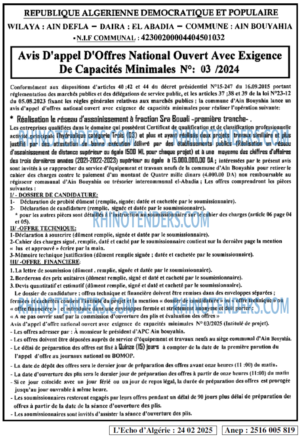L'ECHO D'ALGERIE