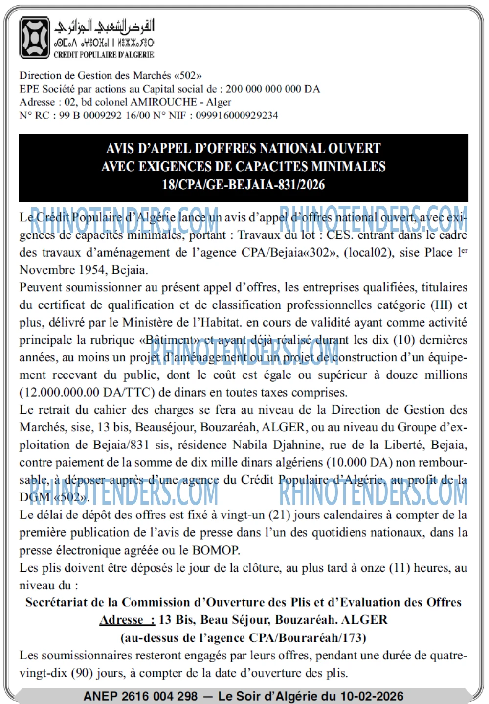 LE SOIR D'ALGERIE