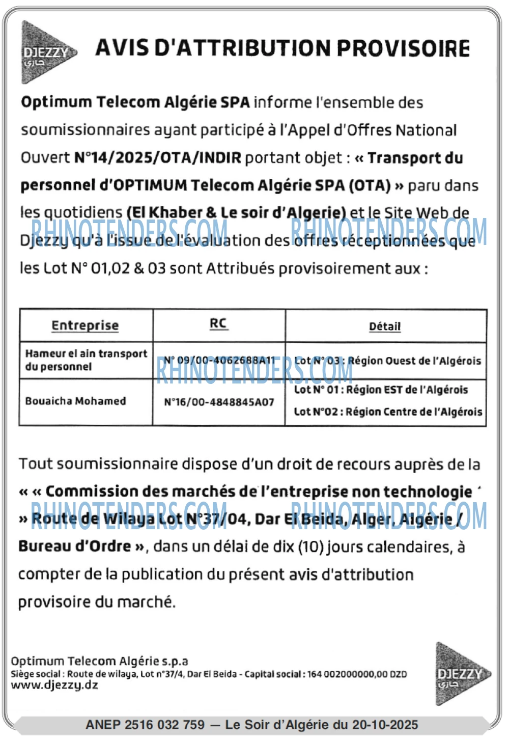 LE SOIR D'ALGERIE